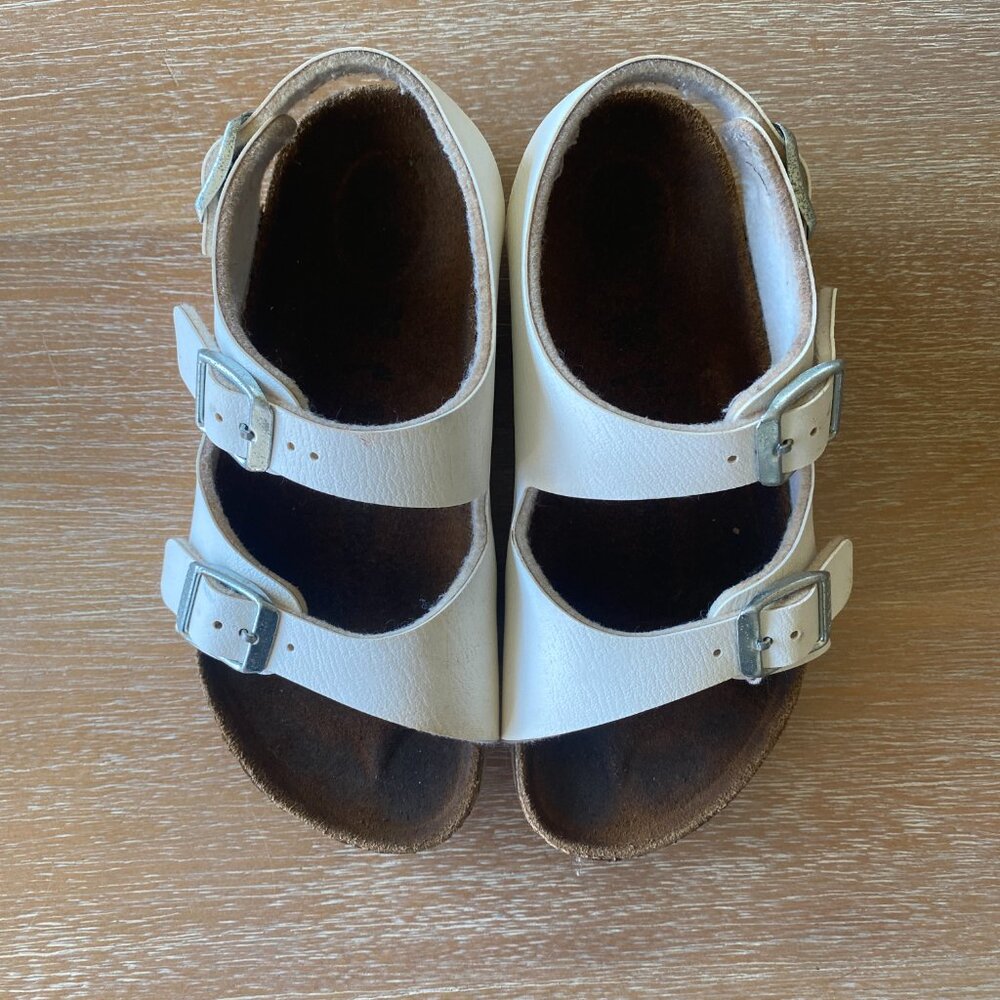 Child Birkenstock White Roma 3-Buckle Adjustable | Size 29 (US 11)
